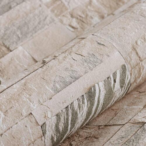 Tapet 3D-stenlook grå og beige