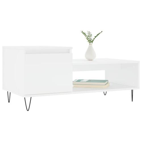 Sofabord 100x50x45 cm konstrueret træ hvid