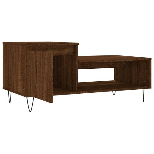 Sofabord 100x50x45 cm konstrueret træ brun egetræsfarve