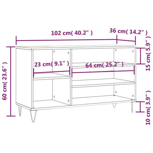 Skoskab 102x36x60 cm konstrueret træ brun egetræ