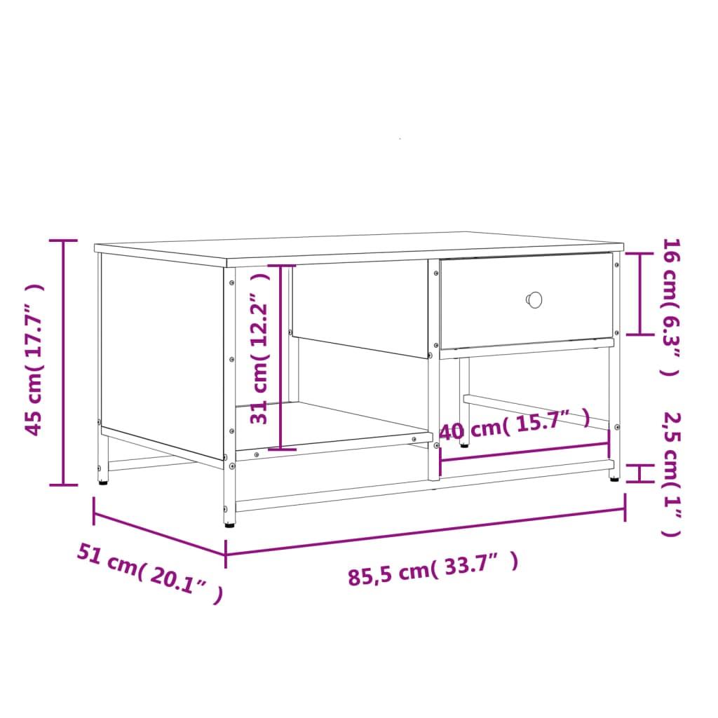 Sofabord 85,5x51x45 cm konstrueret træ sort