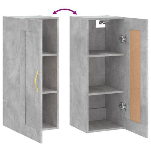 Vægskab 34,5x34x90 cm konstrueret træ betongrå
