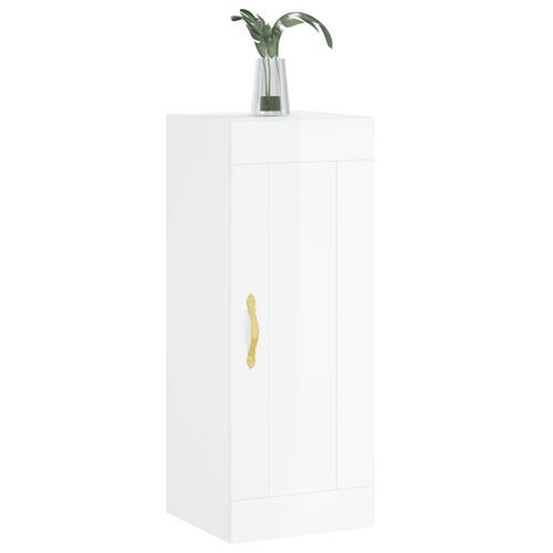Vægskab 34,5x34x90 cm konstrueret træ hvid højglans