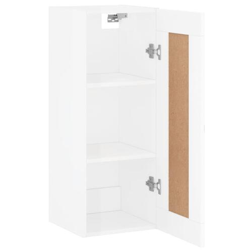 Vægskab 34,5x34x90 cm konstrueret træ hvid højglans