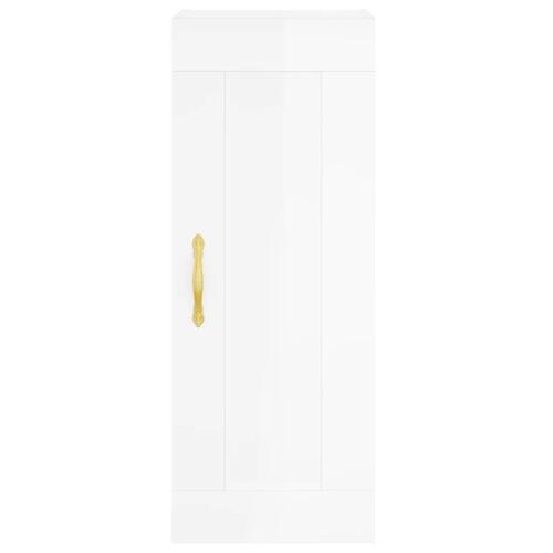 Vægskab 34,5x34x90 cm konstrueret træ hvid højglans