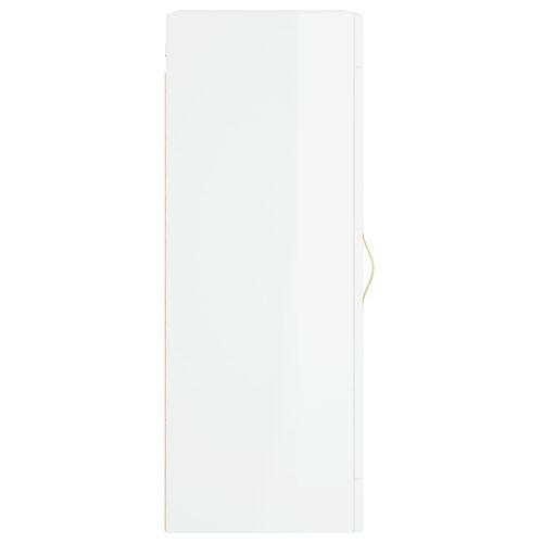 Vægskab 34,5x34x90 cm konstrueret træ hvid højglans