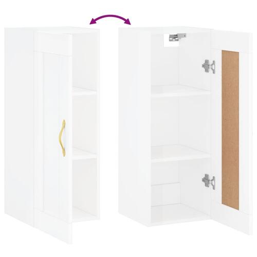 Vægskab 34,5x34x90 cm konstrueret træ hvid højglans