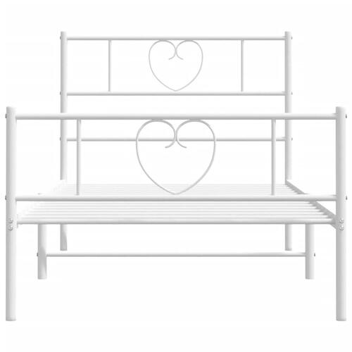Sengeramme med sengegavl og fodgærde 75x190 cm metal hvid