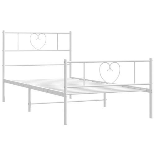 Sengeramme med sengegavl og fodgærde 75x190 cm metal hvid