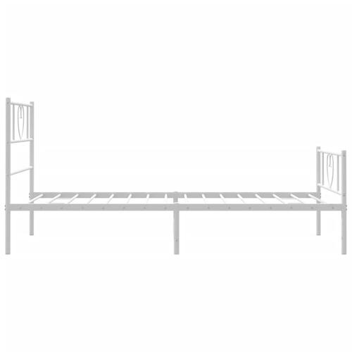 Sengeramme med sengegavl og fodgærde 75x190 cm metal hvid