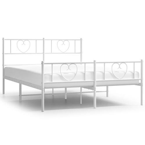 Sengeramme med sengegavl og fodgærde 135x190 cm metal hvid