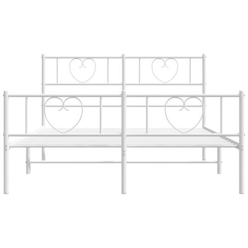 Sengeramme med sengegavl og fodgærde 135x190 cm metal hvid