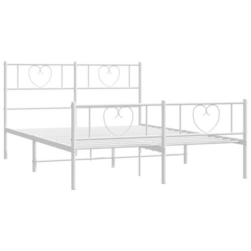 Sengeramme med sengegavl og fodgærde 135x190 cm metal hvid