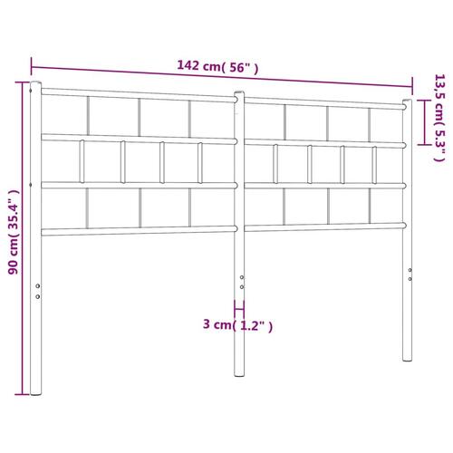 Sengegavl 135 cm metal hvid
