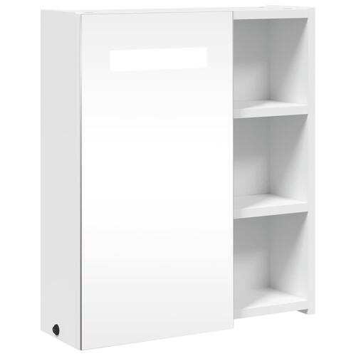 Badeværelsesskab med spejl og LED-lys 45x13x52 hvid