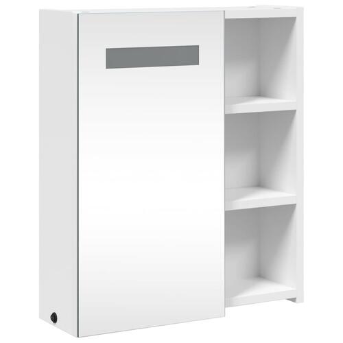 Badeværelsesskab med spejl og LED-lys 45x13x52 hvid