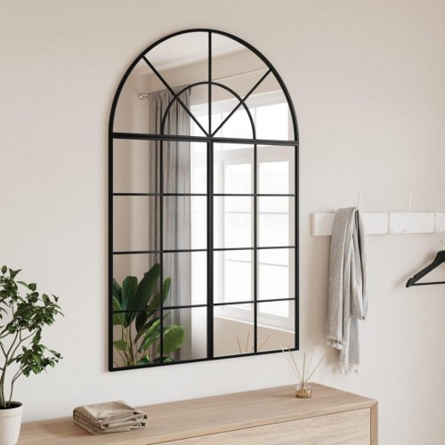 Vægspejl 80×120 cm - buet design i sort jern