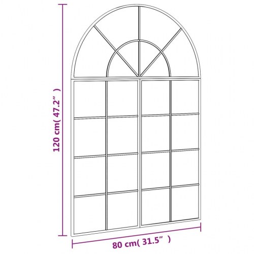 Vægspejl 80×120 cm - buet design i sort jern