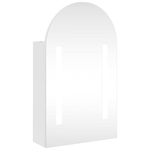 Badeværelsesskab med spejl og LED-lys 42x13x70 buet hvid