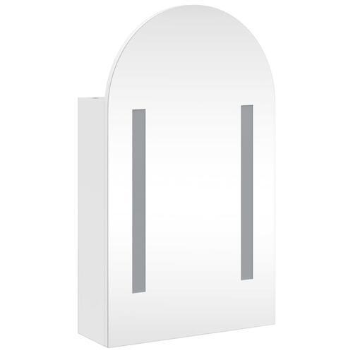 Badeværelsesskab med spejl og LED-lys 42x13x70 buet hvid