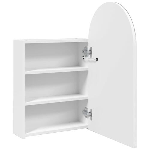 Badeværelsesskab med spejl og LED-lys 42x13x70 buet hvid