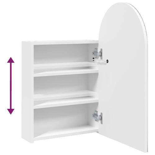 Badeværelsesskab med spejl og LED-lys 42x13x70 buet hvid