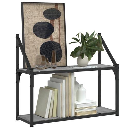 Vægreol m. 2 hylder 60x21x51 cm konstrueret træ grå sonoma-eg