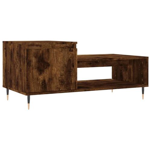 Sofabord 100x50x45 cm konstrueret træ røget egetræsfarve