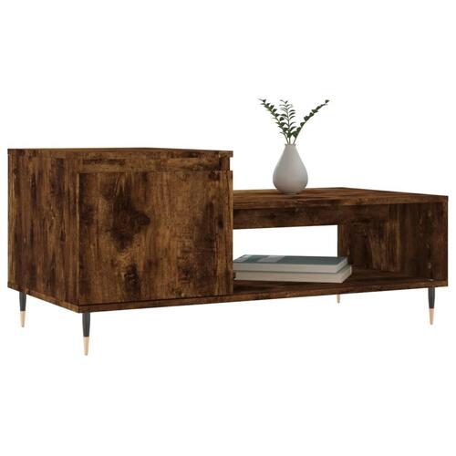 Sofabord 100x50x45 cm konstrueret træ røget egetræsfarve