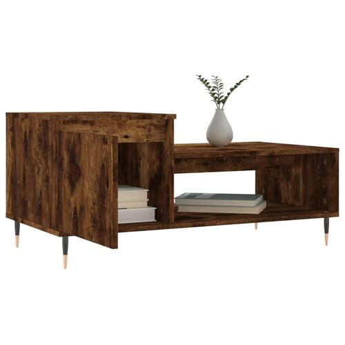 Sofabord 100x50x45 cm konstrueret træ røget egetræsfarve