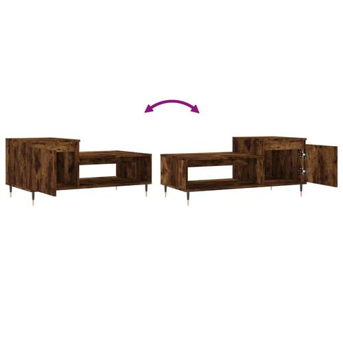 Sofabord 100x50x45 cm konstrueret træ røget egetræsfarve
