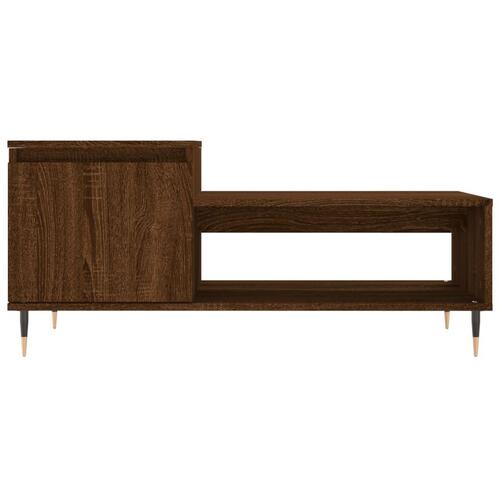 Sofabord 100x50x45 cm konstrueret træ brun egetræsfarve