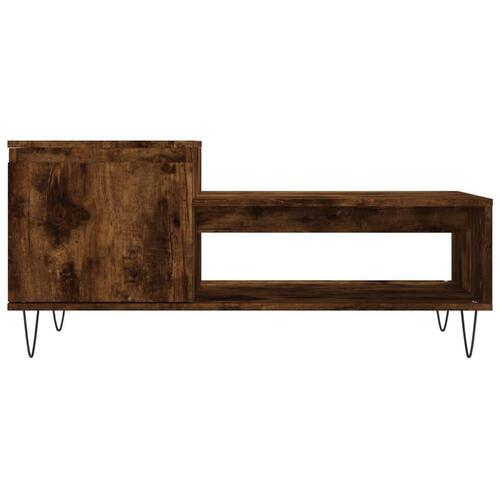Sofabord 100x50x45 cm konstrueret træ røget egetræsfarve