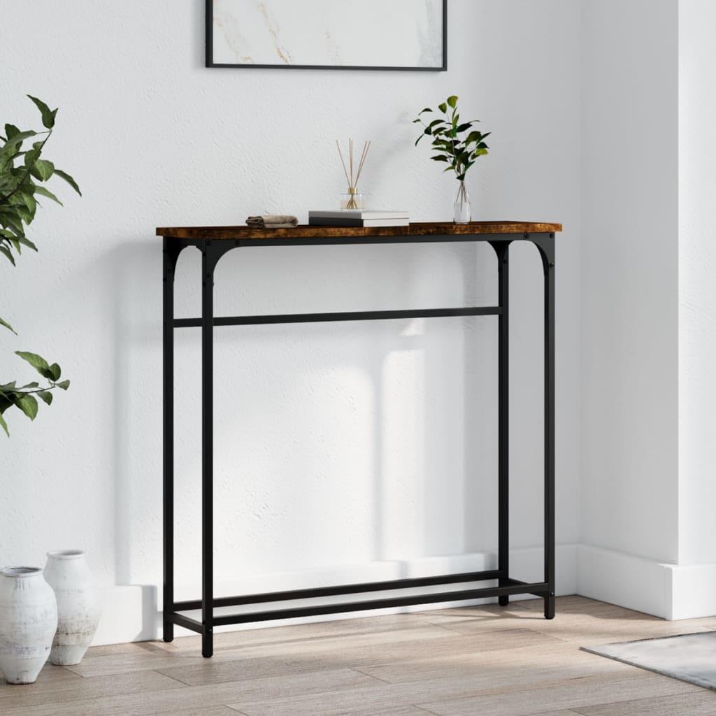 Konsolbord 75x19,5x75 cm konstrueret træ røget egetræsfarve