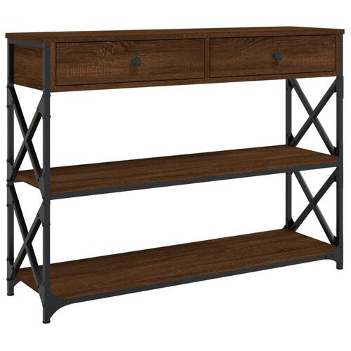 Konsolbord 100x28x75 cm konstrueret træ brun egetræsfarve