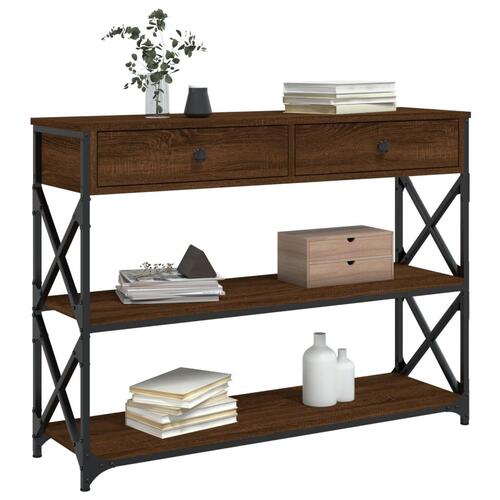 Konsolbord 100x28x75 cm konstrueret træ brun egetræsfarve