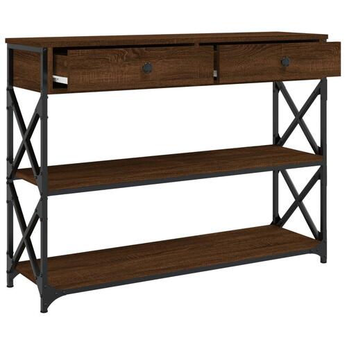 Konsolbord 100x28x75 cm konstrueret træ brun egetræsfarve