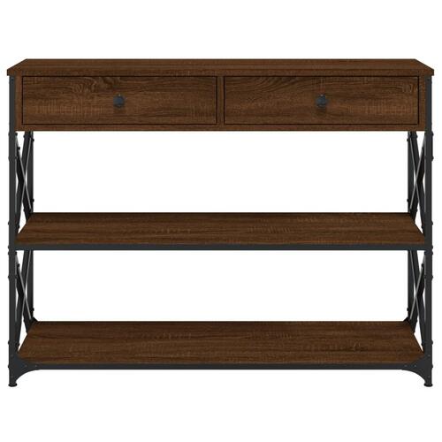 Konsolbord 100x28x75 cm konstrueret træ brun egetræsfarve