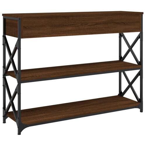 Konsolbord 100x28x75 cm konstrueret træ brun egetræsfarve