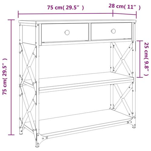 Konsolbord 75x28x75 cm konstrueret træ sonoma-eg