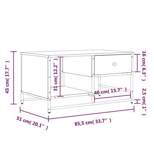 Sofabord 85,5x51x45 cm konstrueret træ brun egetræsfarve