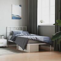 Sengeramme med sengegavl 90x200 cm metal hvid