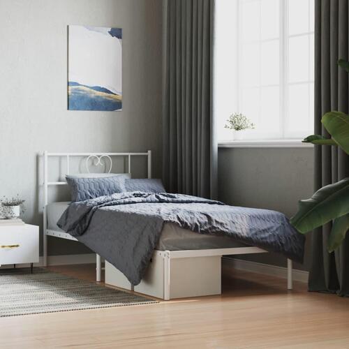 Sengeramme med sengegavl 90x200 cm metal hvid