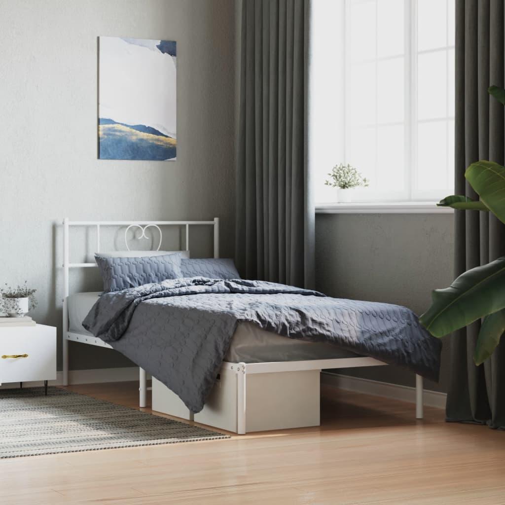 Sengeramme med sengegavl 90x200 cm metal hvid