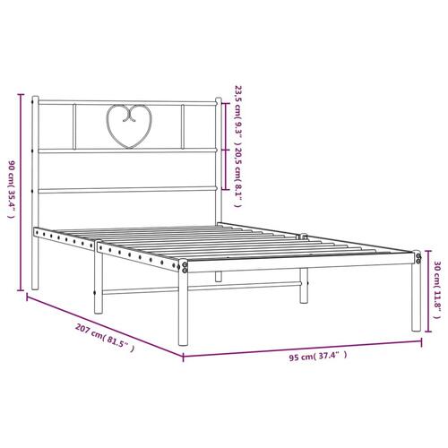 Sengeramme med sengegavl 90x200 cm metal hvid