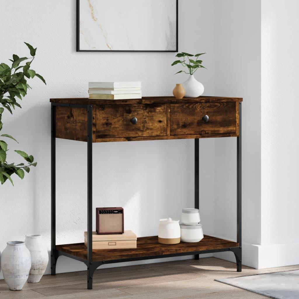 Konsolbord 75x34,5x75 cm konstrueret træ røget egetræsfarve