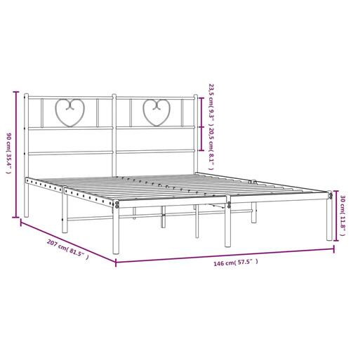Sengeramme med sengegavl 140x200 cm metal hvid