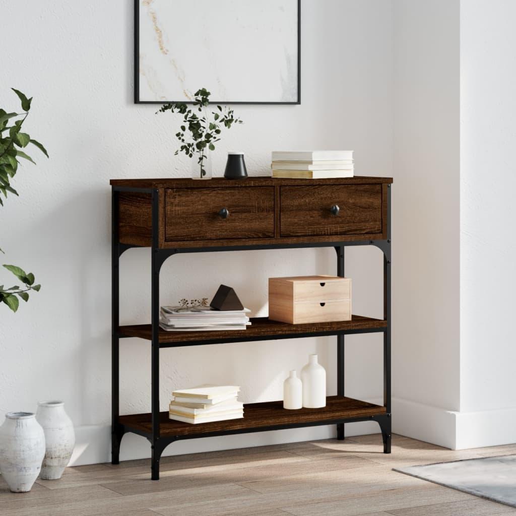 Konsolbord 72,5x25x75 cm konstrueret træ brunt egetræ
