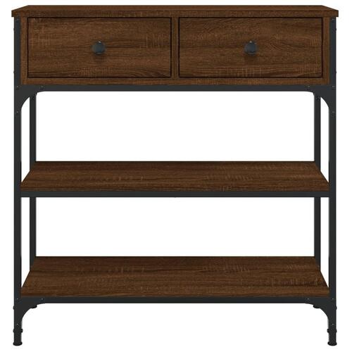 Konsolbord 72,5x25x75 cm konstrueret træ brunt egetræ