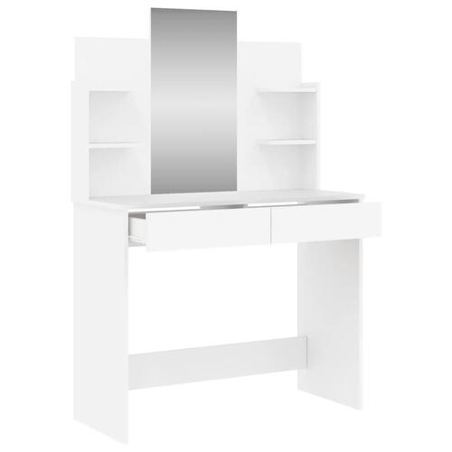 Makeupbord med spejl 96x39x142 cm hvid